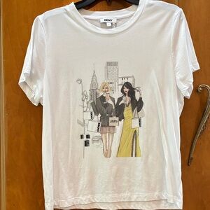 DKNY White Tee with Fashion Graphic